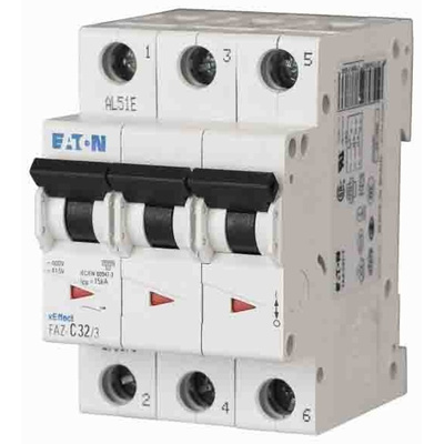 Eaton xEffect MCB, 3P, 63A Curve D, 240 → 415V AC, 96V DC, 10 kA Breaking Capacity