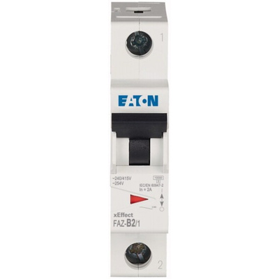 Eaton xEffect MCB, 1P, 2A Curve B, 240V AC, 48V DC, 10 kA Breaking Capacity