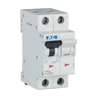 Eaton xEffect MCB, 1P+N, 4A Curve C, 240V AC, 48V DC, 10 kA Breaking Capacity