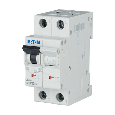 Eaton xEffect MCB, 1P+N, 10A Curve C, 240V AC, 48V DC, 10 kA Breaking Capacity