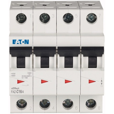 Eaton xEffect MCB, 4P, 16A Curve C, 240 → 415V AC, 96V DC, 10 kA Breaking Capacity