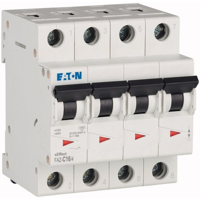 Eaton xEffect MCB, 4P, 16A Curve C, 240 → 415V AC, 96V DC, 10 kA Breaking Capacity