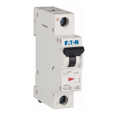 Eaton xEffect MCB, 1P, 2A Curve C, 125V DC, 10 kA Breaking Capacity