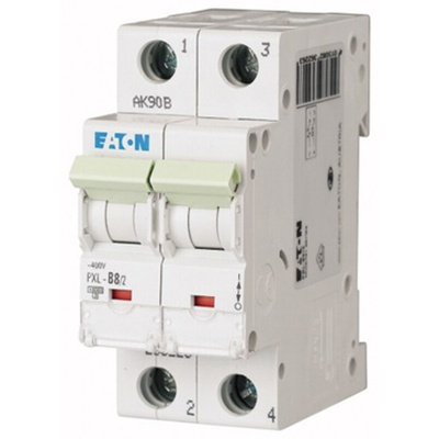 Eaton xPole PXL MCB, 2P, 8A Curve C, 400V AC, 48V DC, 10 kA Breaking Capacity