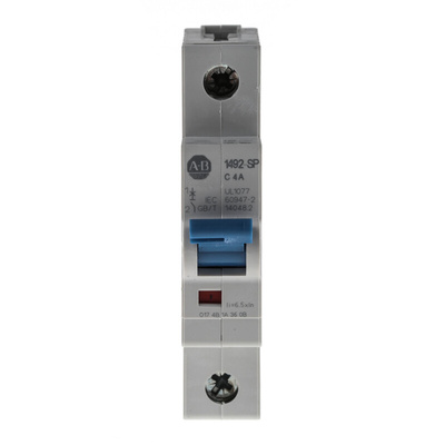 Allen Bradley 1492 1492-SPM MCB, 1P, 4A Curve C, 277V AC, 48V DC, 10 kA Breaking Capacity