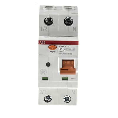 ABB S-ARC1 M MCB, 1P+N, 16A Curve B, 240V AC, 10 kA Breaking Capacity