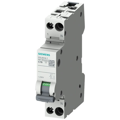 Siemens SENTRON 5SL6 MCB, 1P+N, 10A Curve B, 230V AC