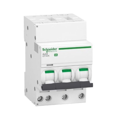 Schneider Electric Acti 9 Acti9 iDT40K XA MCB, 3P+N, 16A Curve C, 230V AC