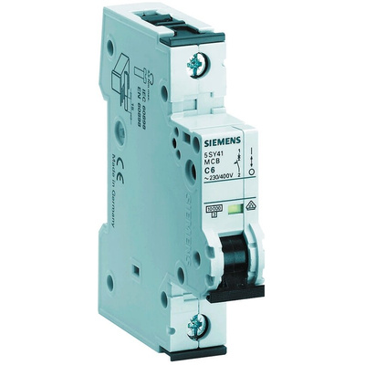 Siemens Sentron 5SY4 MCB, 1P, 1.6A Curve C, 230V AC, 10 kA Breaking Capacity