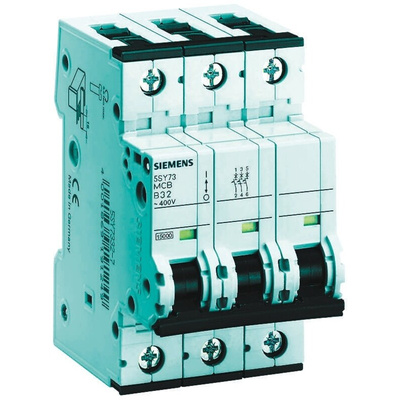 Siemens Sentron 5SY7 MCB, 3P, 16A Curve B, 400V AC, 15 kA Breaking Capacity
