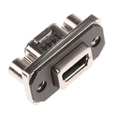 Amphenol USB Connector, Through Hole, Socket A to B, Solder, Right Angle