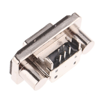 Amphenol ICC, MUSB USB Connector, Through Hole, Socket 2.0 Micro AB, Solder, Right Angle