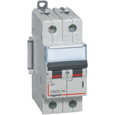 Legrand DX Range DX3 MCB, 2P, 6A Curve C, 230V AC, 10 kA Breaking Capacity