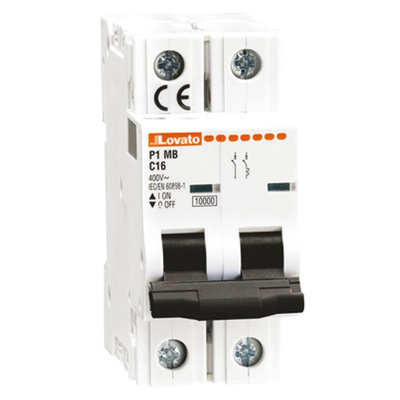 Lovato ModuLo P1MB MCB, 1P+N, 50A Curve C, 230V AC, 60V DC, 6 kA Breaking Capacity