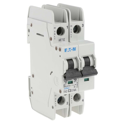 Eaton xEffect MCB, 2P, 3A Curve C, 240 → 415V AC, 10 kA Breaking Capacity