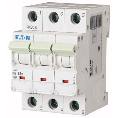 Eaton xPole PXL, S200 MCB, 3P, 8A Curve B, 400V AC, 48V DC, 10 kA Breaking Capacity