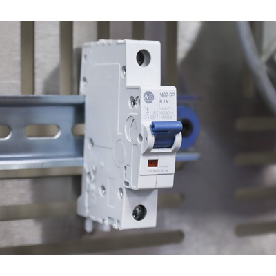 Allen Bradley 1492 1492-SPM MCB Mini Circuit Breaker, 1P, 2A Curve B, 277V AC, 48V DC, 15 kA Breaking Capacity