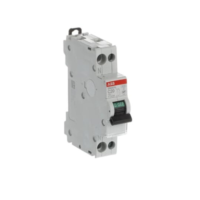 ABB SN201 MCB, 1P+N, 20A Curve C, 230V AC, 4.5 kA Breaking Capacity