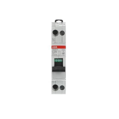 ABB SN201 MCB, 1P+N, 20A Curve C, 230V AC, 4.5 kA Breaking Capacity