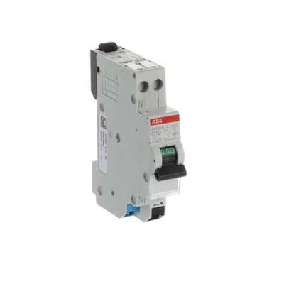 ABB SN201 MCB, 1P+N, 10A Curve C, 230V AC, 4.5 kA Breaking Capacity
