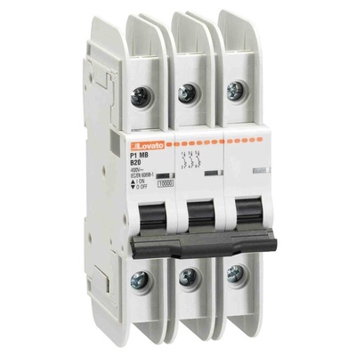 Lovato MCB, 3P, 25A Curve C, 400V AC, 10 kA Breaking Capacity