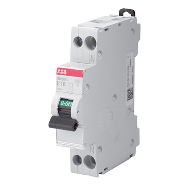 ABB SN201 MCB, 1P+N, 1A Curve C, 230V AC, 4.5 kA Breaking Capacity