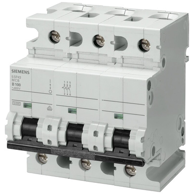 Siemens Sentron 5SP4 MCB, 3P, 80A Curve D, 400V AC, 10 kA Breaking Capacity