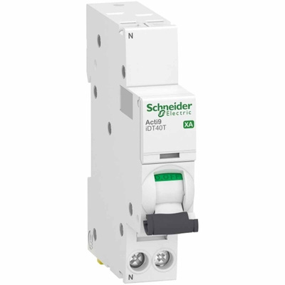 Schneider Electric Acti 9 MCB, 1P, 10A Curve C, 230V AC, 7.5 kA Breaking Capacity