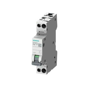 Siemens SENTRON 5SL6 MCB, 1P+N, 10A Curve C, 6 kA Breaking Capacity