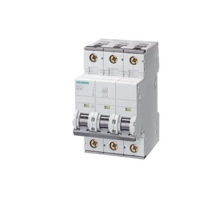 Siemens SENTRON 5SY8 MCB, 3P, 50A Curve C, 400V AC, 72V DC, 25 kA Breaking Capacity