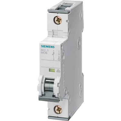 Siemens SENTRON 5SY4 MCB, 1P, 300mA Curve D, 400V AC, 72V DC, 10 kA Breaking Capacity