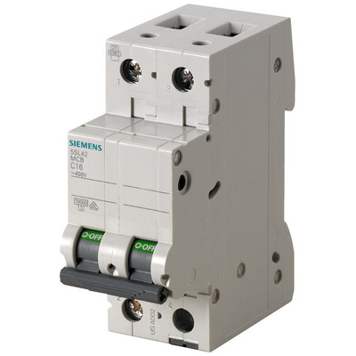 Siemens SENTRON 5SL4 MCB, 2P, 6A Curve C, 400V AC, 72V DC