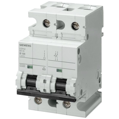 Siemens SENTRON 5SP4 MCB, 2P, 80A Curve B, 400V AC