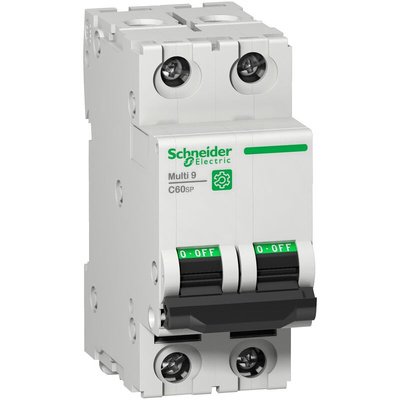 Schneider Electric Multi 9 C60SP MCB, 2P, 5A Curve D, 440V AC, 125V DC, 15 kA Breaking Capacity