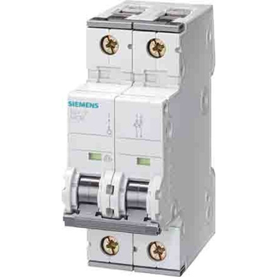 Siemens SENTRON 5SY5 MCB, 2P, 32A Curve C, 400V AC, 440V DC, 10 kA Breaking Capacity