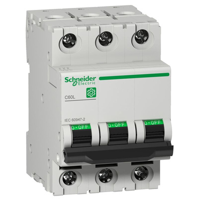 Schneider Electric Multi 9 C60L MCB, 3P, 6A Curve C, 25 kA Breaking Capacity