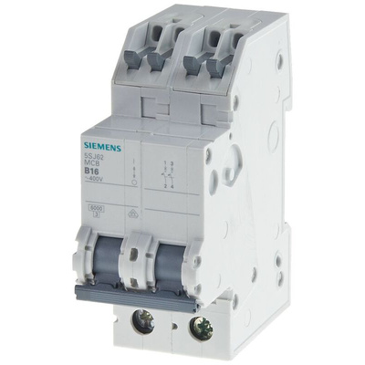 Siemens SENTRON 5SJ6 MCB, 2P, 13A Curve C, 5 kA Breaking Capacity