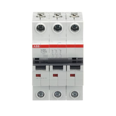 ABB System Pro M Compact S200 MCB, 3P, 100A Curve C, 440V AC, 6 kA Breaking Capacity