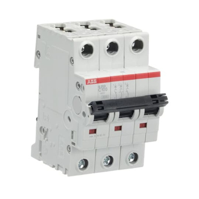 ABB System Pro M Compact S200 MCB, 3P, 100A Curve C, 440V AC, 6 kA Breaking Capacity