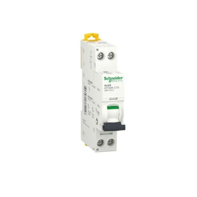 Schneider Electric Acti 9 Acti9 iDT40K MCB, 1P+N, 10A Curve C, 230V AC