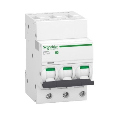 Schneider Electric Acti 9 Acti9 iDT40T XA MCB, 3P, 6A Curve C, 400V AC