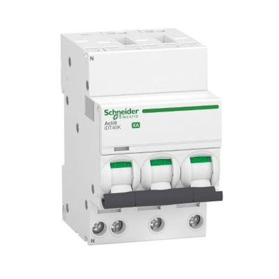 Schneider Electric Acti 9 Acti9 iDT40K XA MCB, 3P+N, 20A Curve C, 230V AC