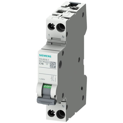 Siemens 5SL6 MCB, 1P+N, 25A Curve B, 230V AC