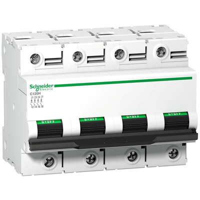 Schneider Electric Acti 9 C120H MCB, 4P, 100A Curve D