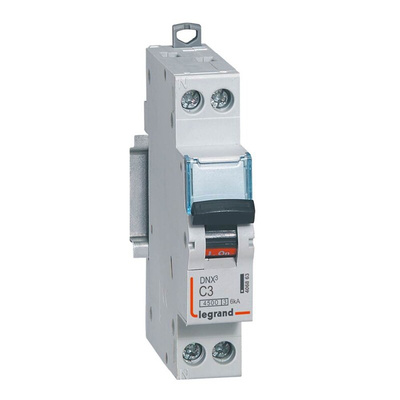 Legrand DNX3 Circuit Breaker, 2P, 3A Curve C, 230V AC, 6 kA Breaking Capacity