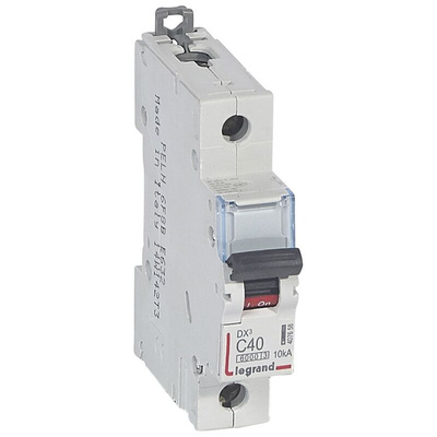 Legrand DX3 Circuit Breaker, 1P, 40A Curve C, 230V AC, 10 kA Breaking Capacity