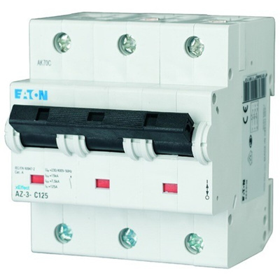 Eaton AZ MCB, 3P, 63A Curve B, 400V AC, 25 kA Breaking Capacity