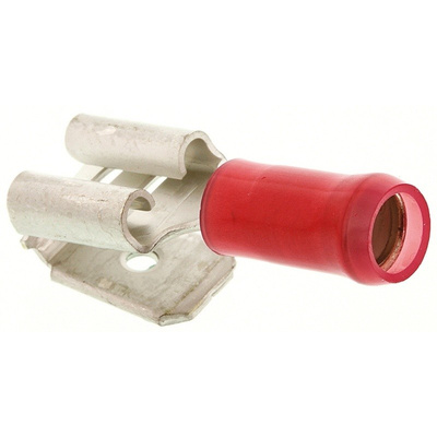 TE Connectivity, PIDG FASTON .250 Red Insulated Spade Connector, 6.35 x 0.81mm Tab Size, 0.3mm² to 1.5mm²