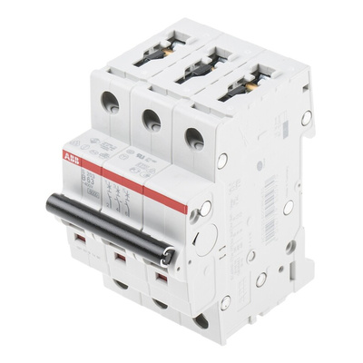 ABB System Pro M Compact S200 MCB, 3P, 63A Curve B, 400V AC, 6 kA Breaking Capacity