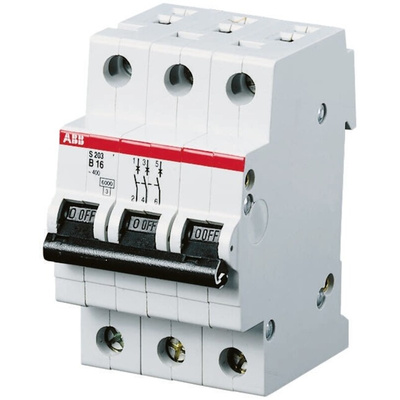 ABB System Pro M Compact S200 MCB, 3P, 50A Curve B, 400V AC, 6 kA Breaking Capacity